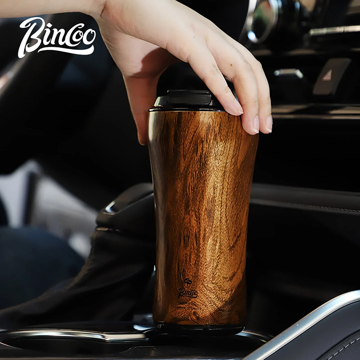 Wood Grain Coffee Tumbler – Just Coffee Ceramic Thermos Edition
