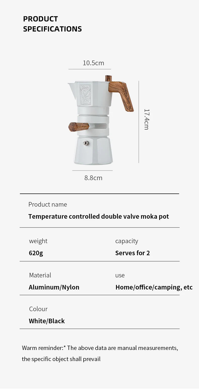 Dual Valve Moka Pot – Just Coffee Thermostatic Espresso Maker