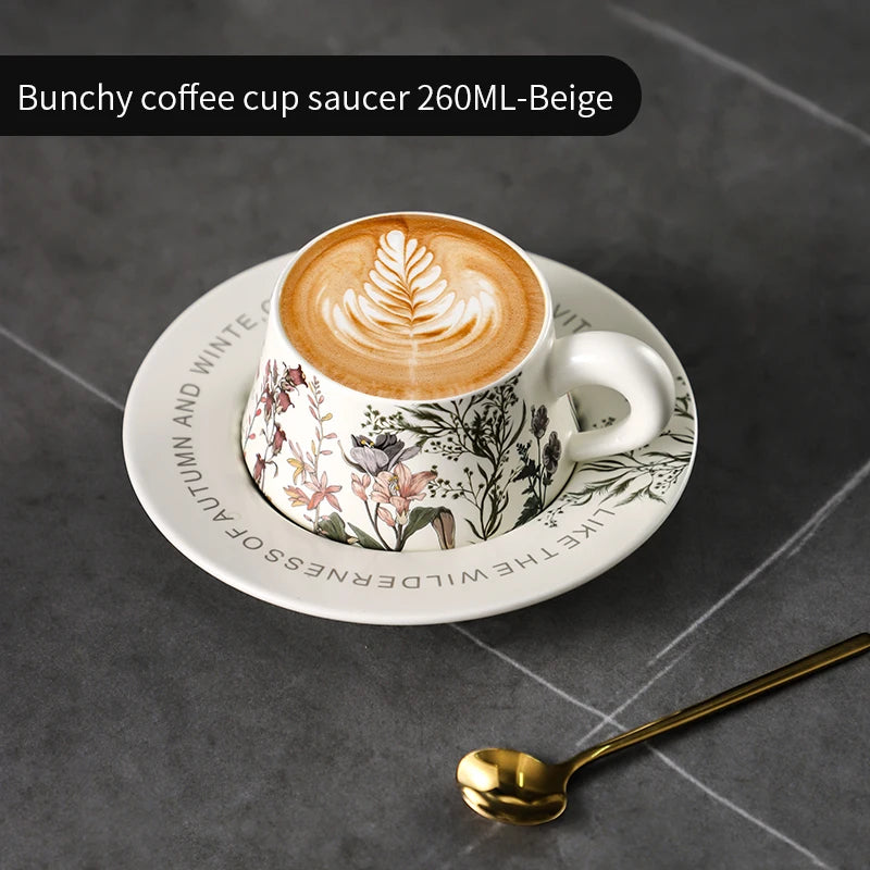 Ceramic Coffee Cup with Saucer 260ml – Just Coffee Latte Art Edition