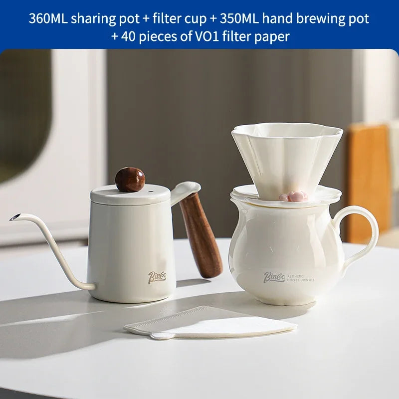 Hand Brew Coffee Pot Set – Just Coffee Ceramic Sharing Pot & Filter Cup