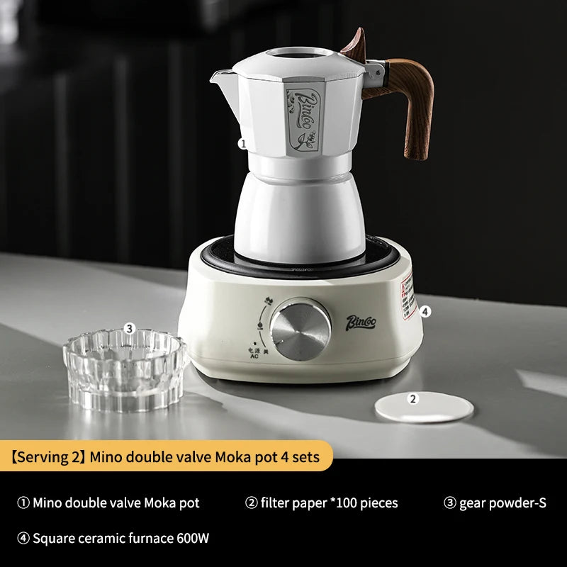 Double Valve Moka Pot – Just Coffee Espresso Extraction Set 220V