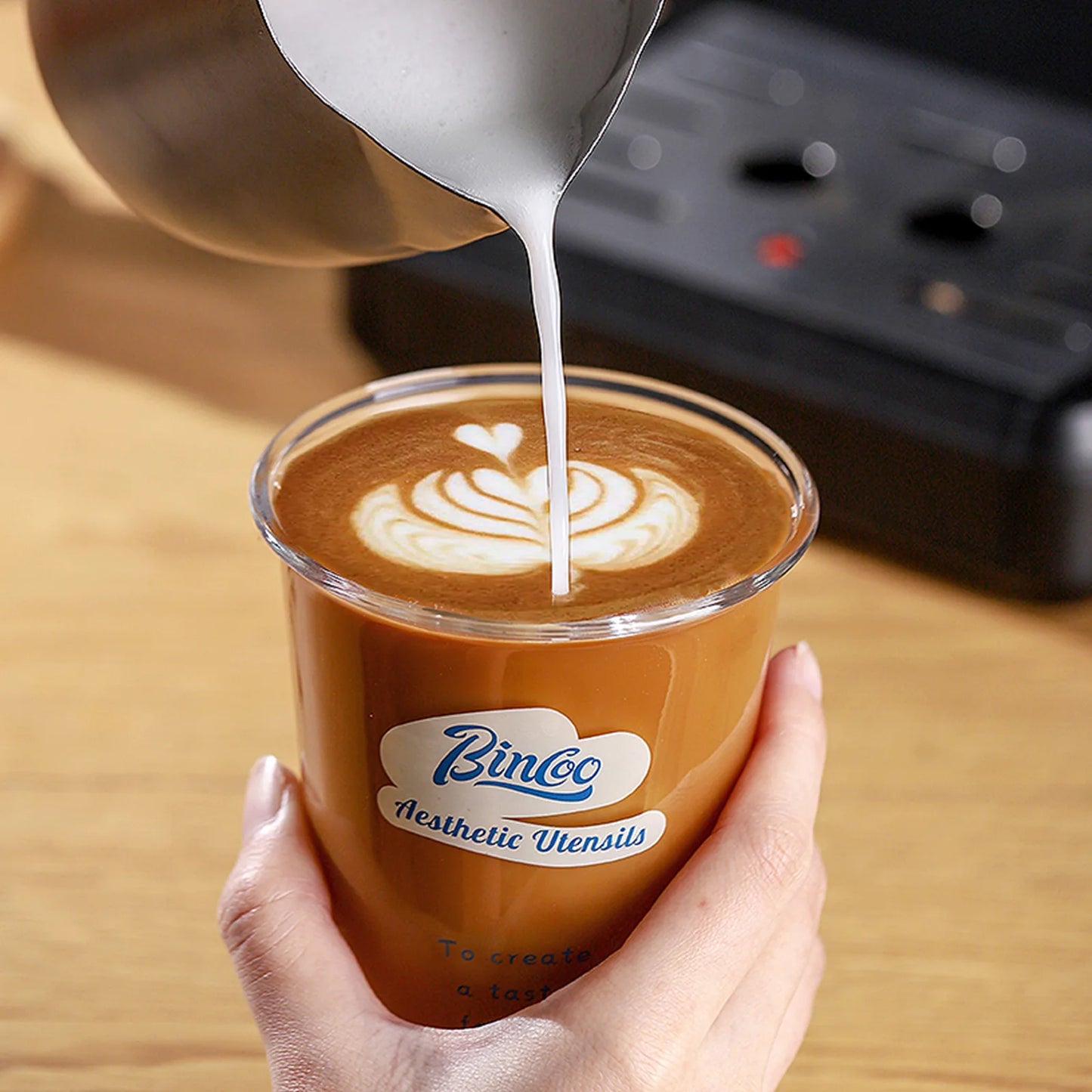 380ml Transparent Glass Coffee Cup – Just Coffee Wide Mouth Edition
