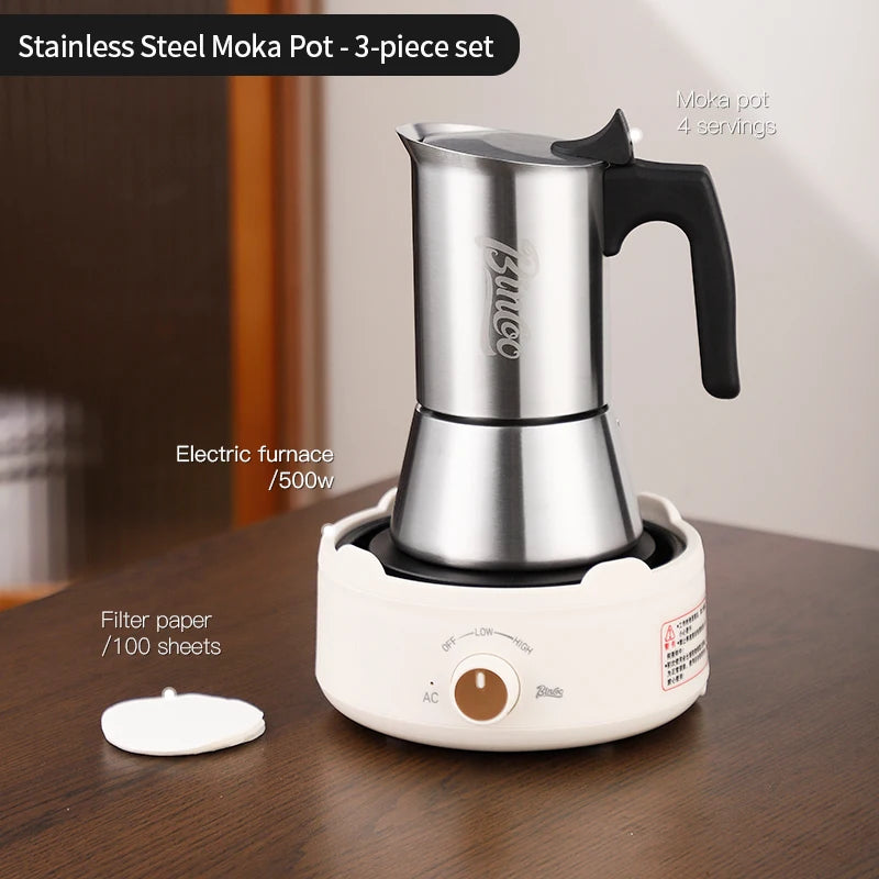 Stainless Steel Moka Pot | Italian Coffee Maker – Just Coffee