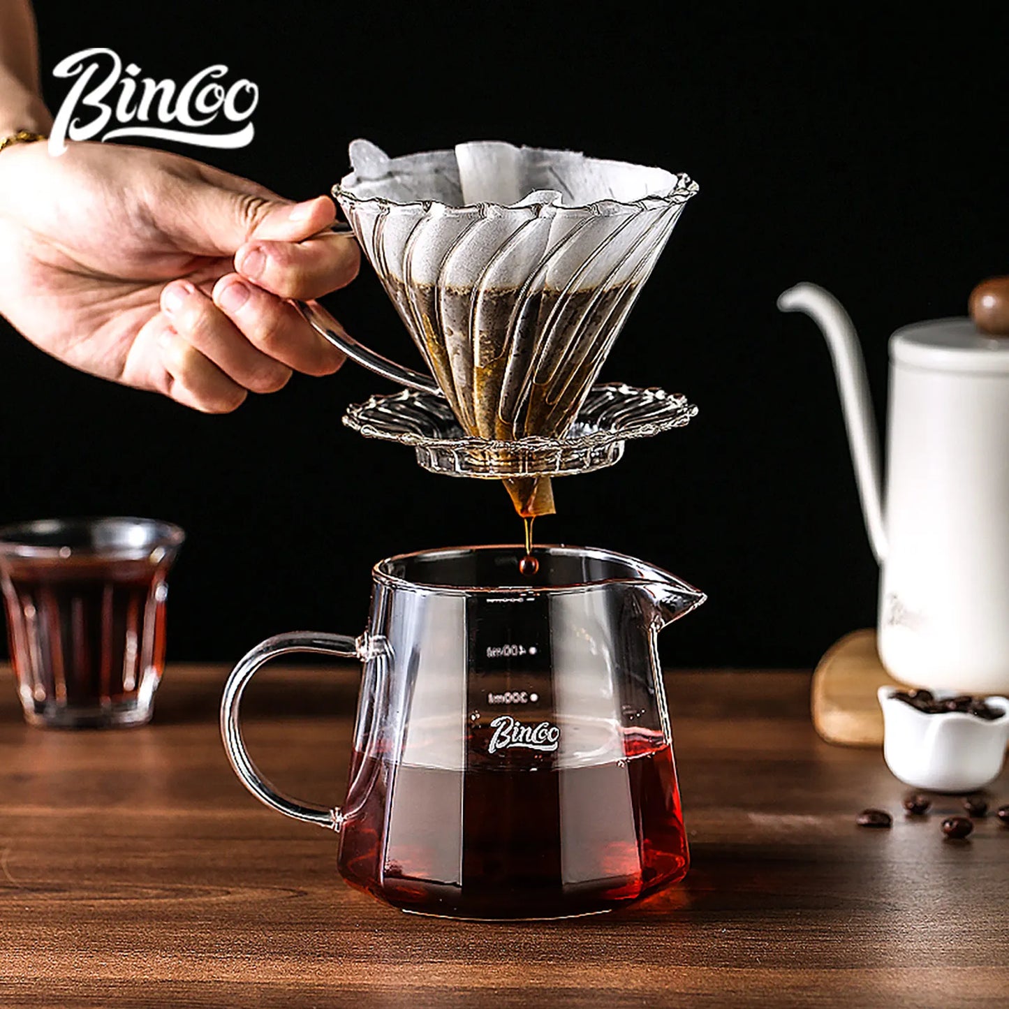 Hand Brew Coffee Pot Set – Just Coffee Glass Sharing Pot & Drip Filter