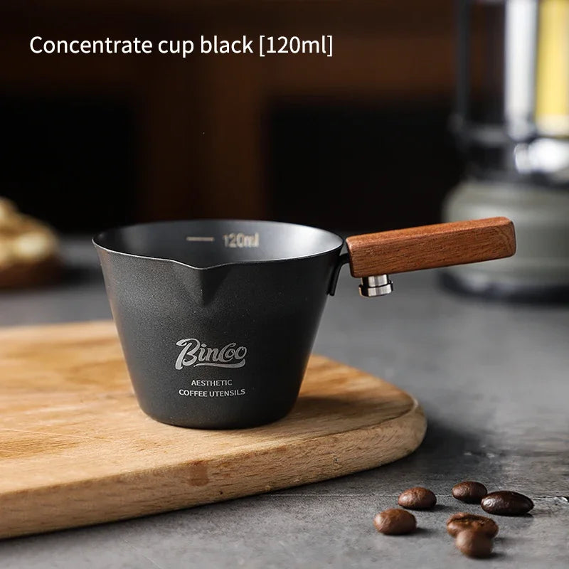 Stainless Steel Espresso Dosing Cup – Just Coffee Wooden Handle Edition