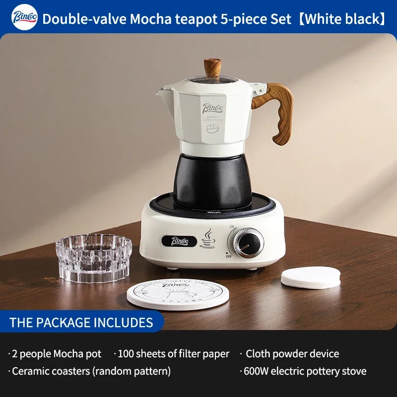 Dual Valve Moka Pot – Just Coffee Italian Espresso Maker 220V Set