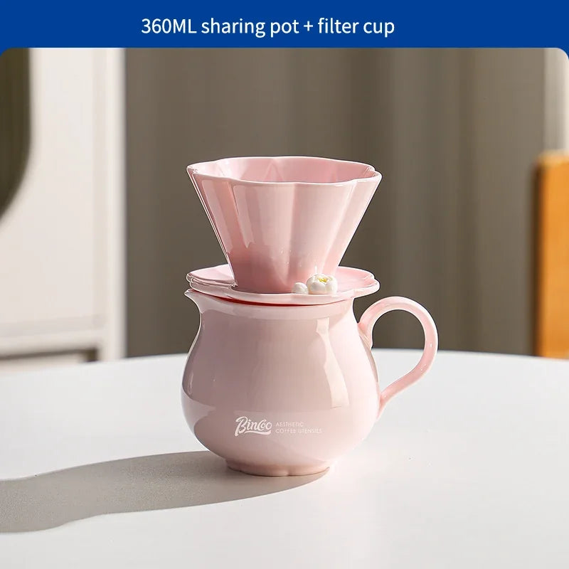 Hand Brew Coffee Pot Set – Just Coffee Ceramic Sharing Pot & Filter Cup