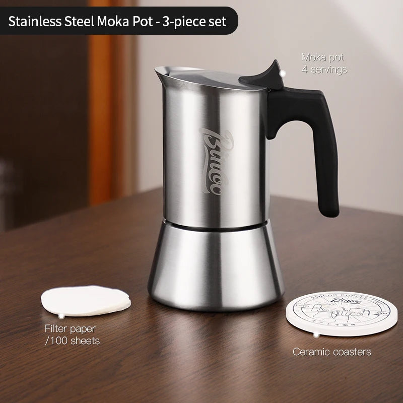 Stainless Steel Moka Pot | Italian Coffee Maker – Just Coffee