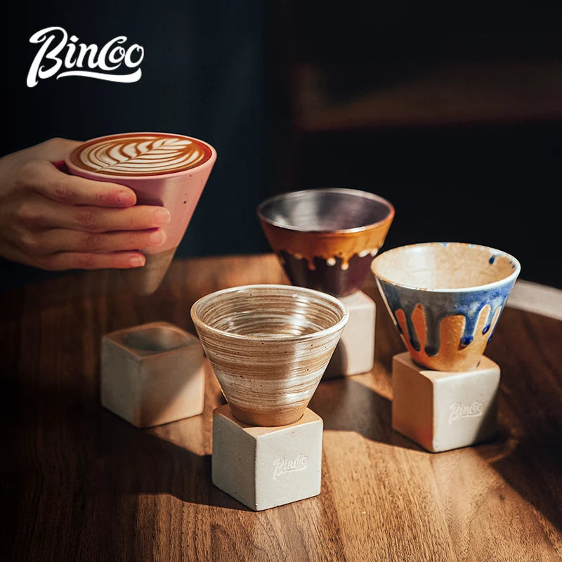 Retro Japanese Ceramic Coffee Cup Set – Just Coffee Art Glaze Edition