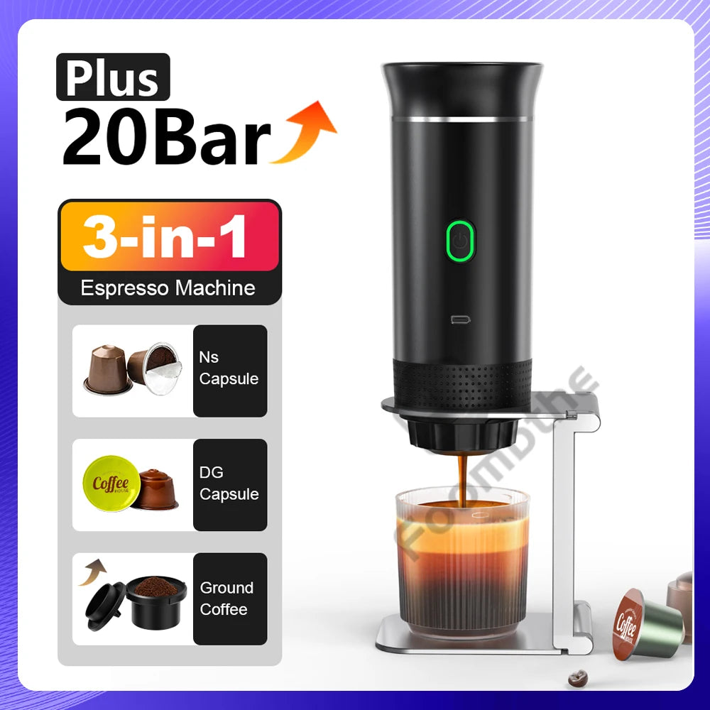 Wireless Electric Portable Espresso Coffee Machine for Car & Home Camping Coffee Maker 3-in-1