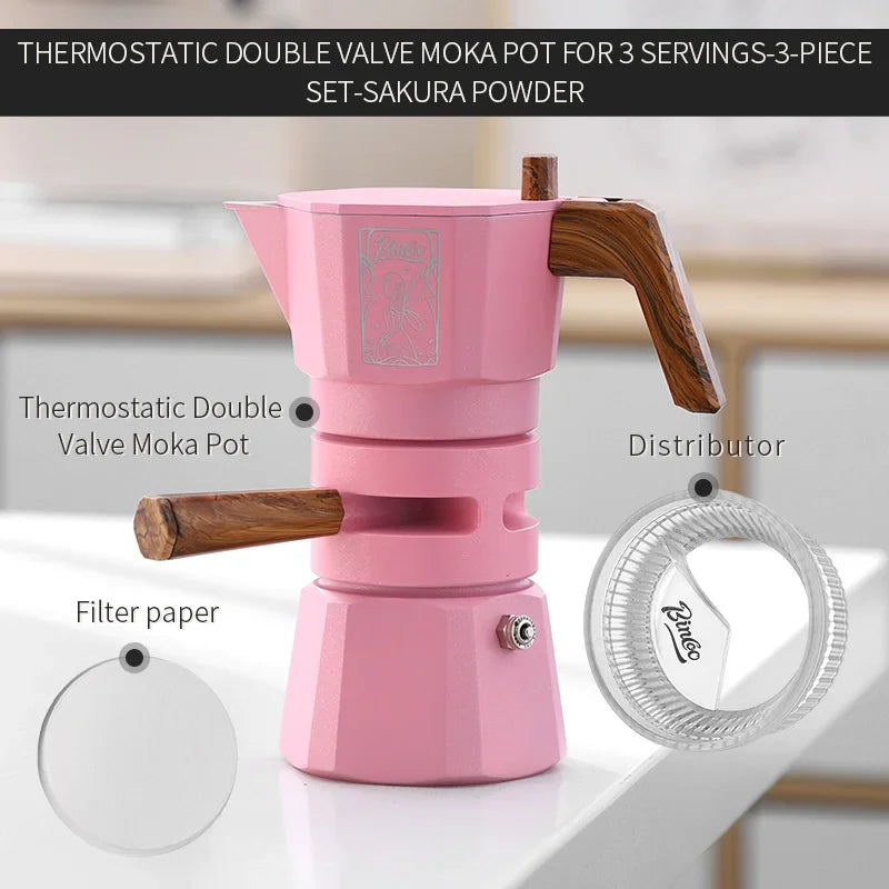 Thermostatic Double Valve Moka Pot – Just Coffee Multi-Serving Espresso Maker
