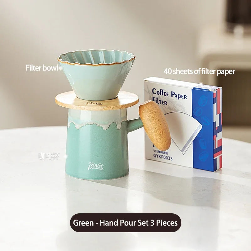 Ceramic Pour Over Coffee Pot Set – Just Coffee Sharing Pot & Filter Cup