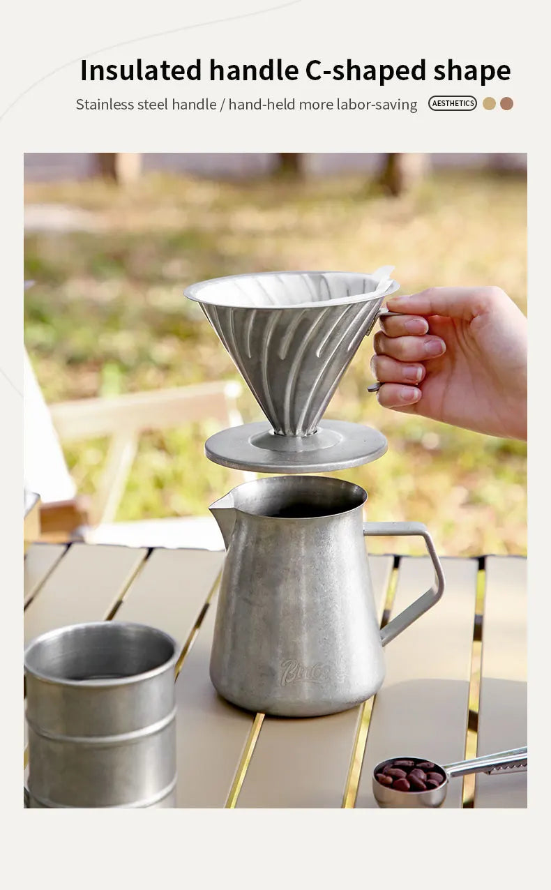 Stainless Steel Pour Over Coffee Dripper – Just Coffee V-Shaped Reusable Filter