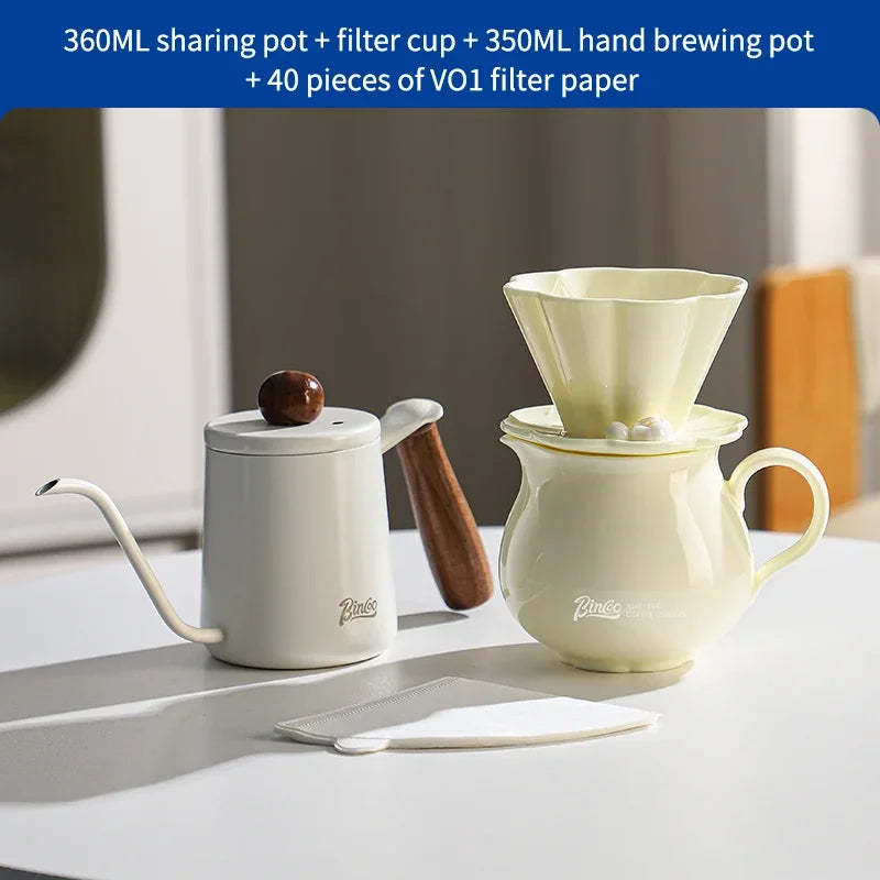 Hand Brew Coffee Pot Set – Just Coffee Ceramic Sharing Pot & Filter Cup