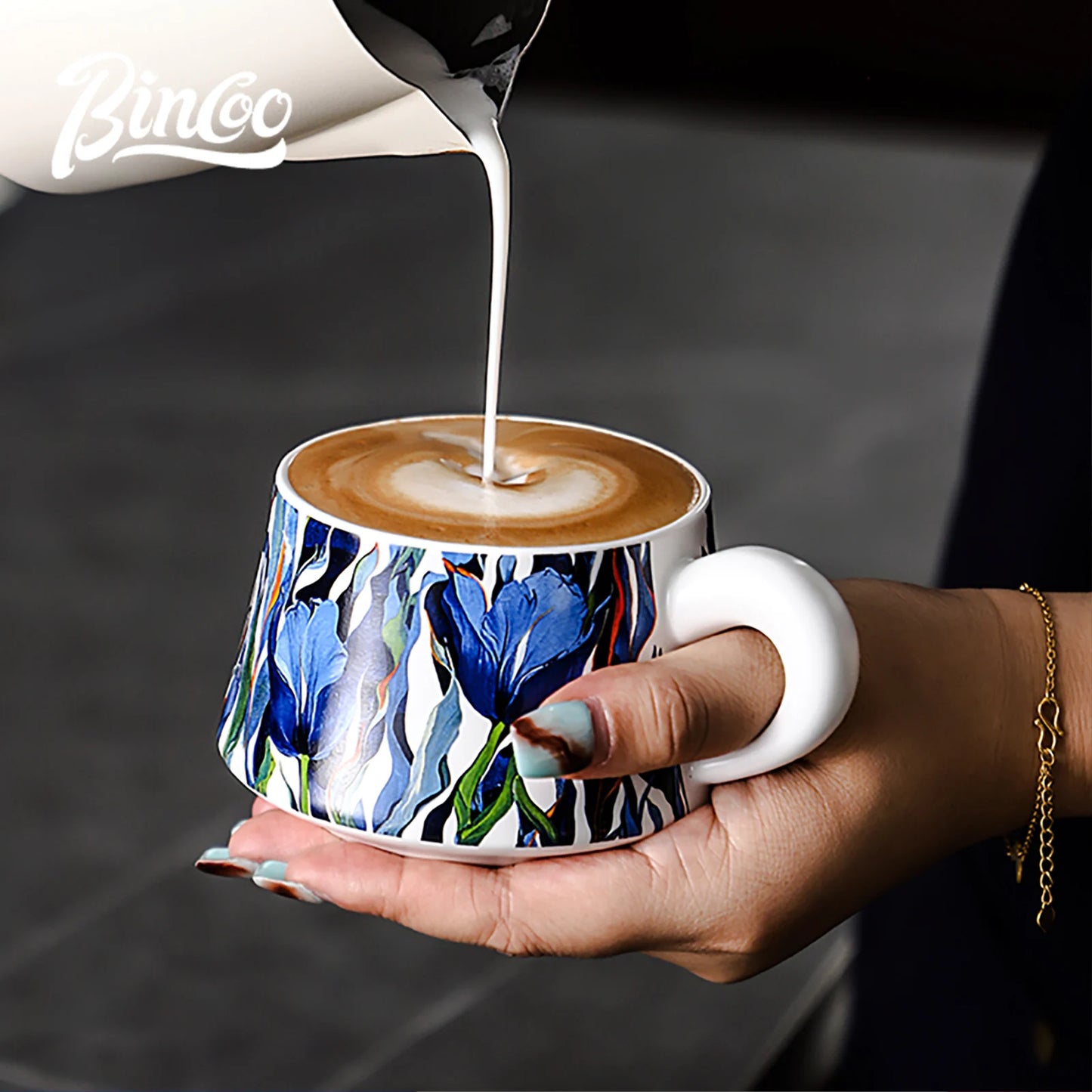 Ceramic Coffee Cup with Saucer 260ml – Just Coffee Latte Art Edition