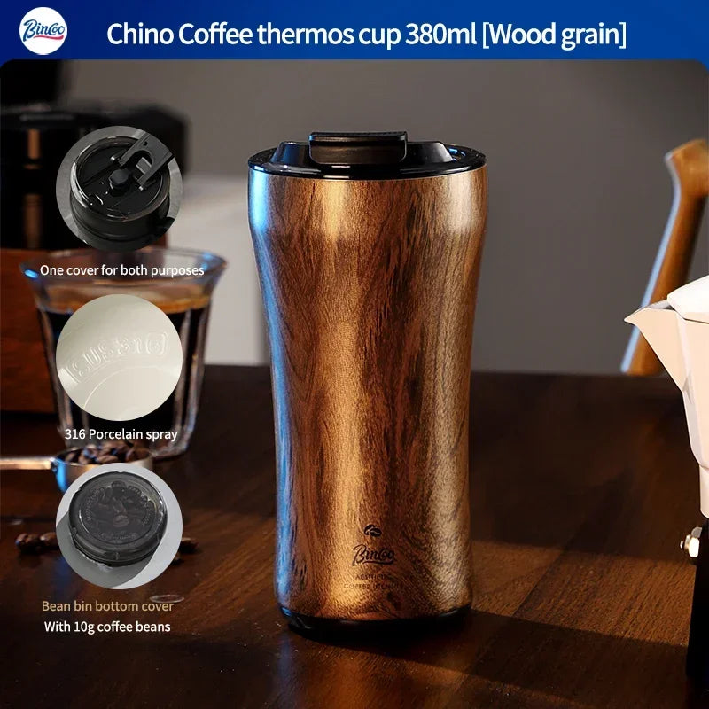 Wood Grain Coffee Tumbler – Just Coffee Ceramic Thermos Edition