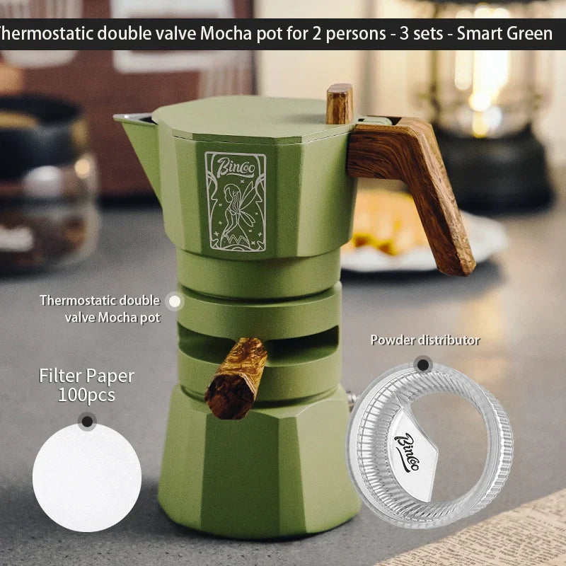 Thermostatic Double Valve Moka Pot – Just Coffee Multi-Serving Espresso Maker