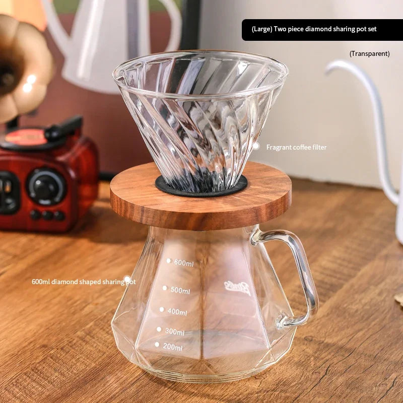 Hand Brew Coffee Maker Set – Just Coffee Sharing Pot & Long Spout Filter Cup