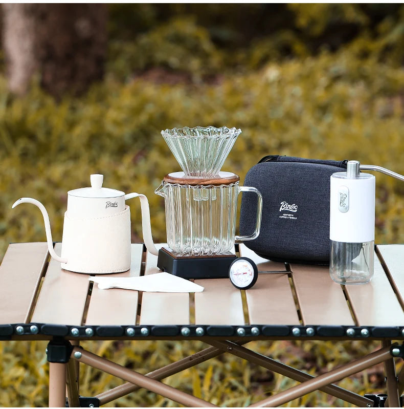 Clear Vertical Sharing Pot Set – Just Coffee Hand Brewed Kit (1–2 Cups)