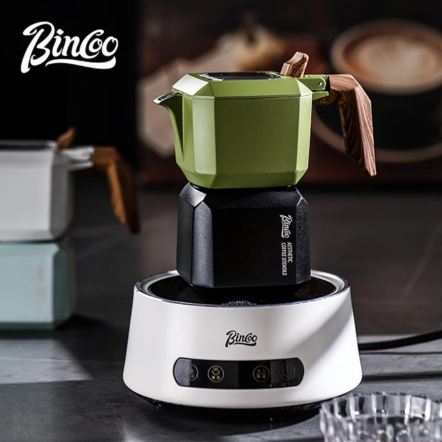 Square Moka Pot Set – Just Coffee Dual Valve Espresso Maker with Grinder & Accessories