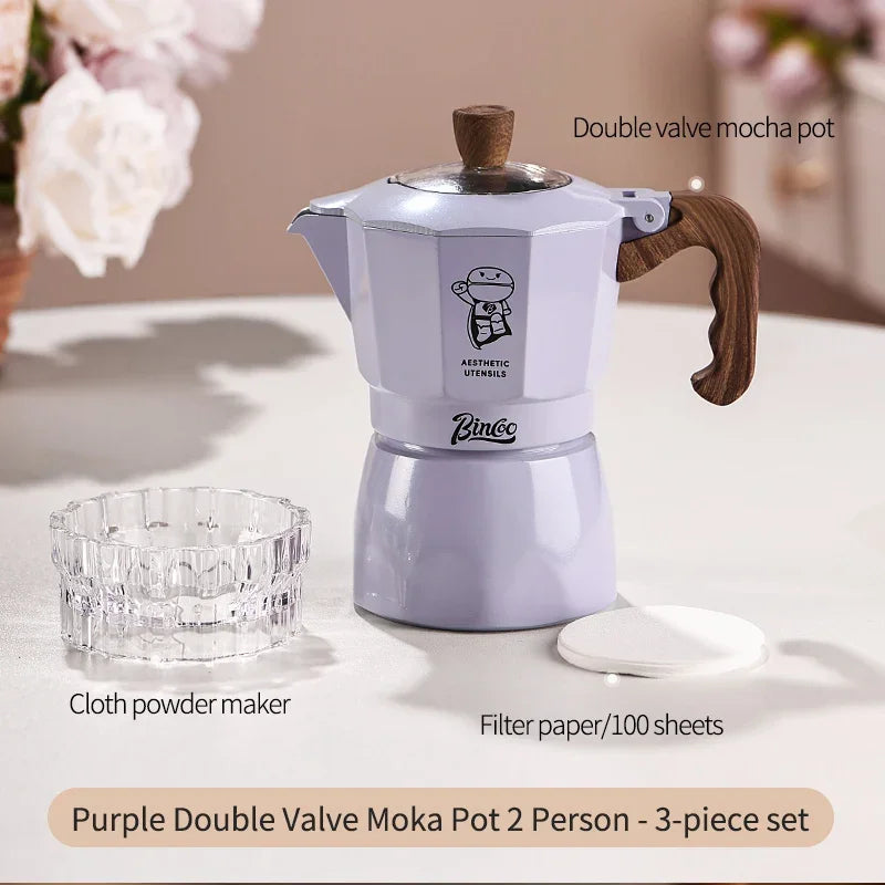 Moka Pot & Heater Kit – Just Coffee Dual Valve Portable Espresso Maker