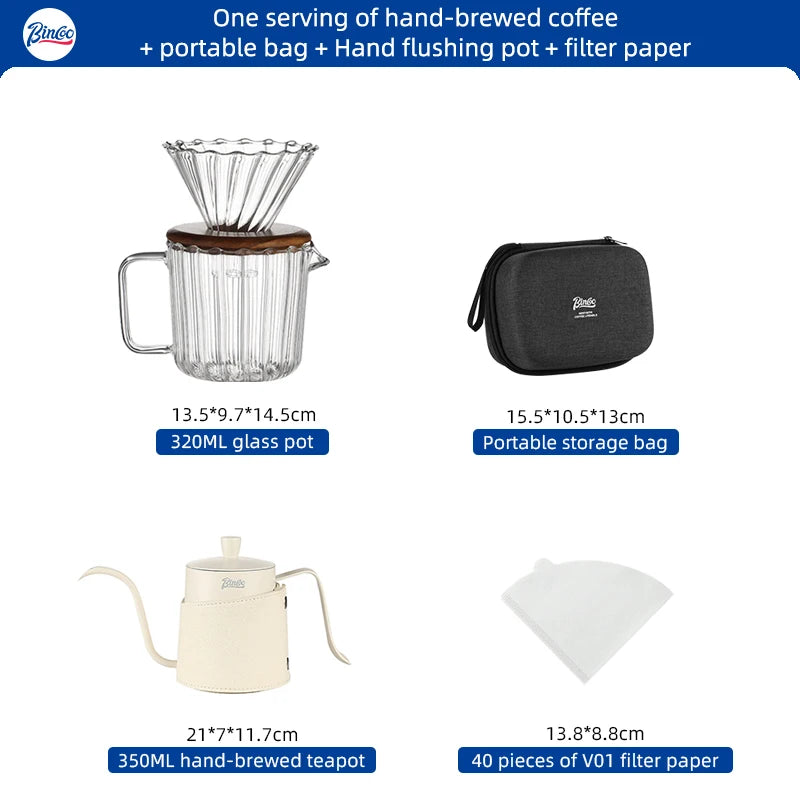 Clear Vertical Sharing Pot Set – Just Coffee Hand Brewed Kit (1–2 Cups)