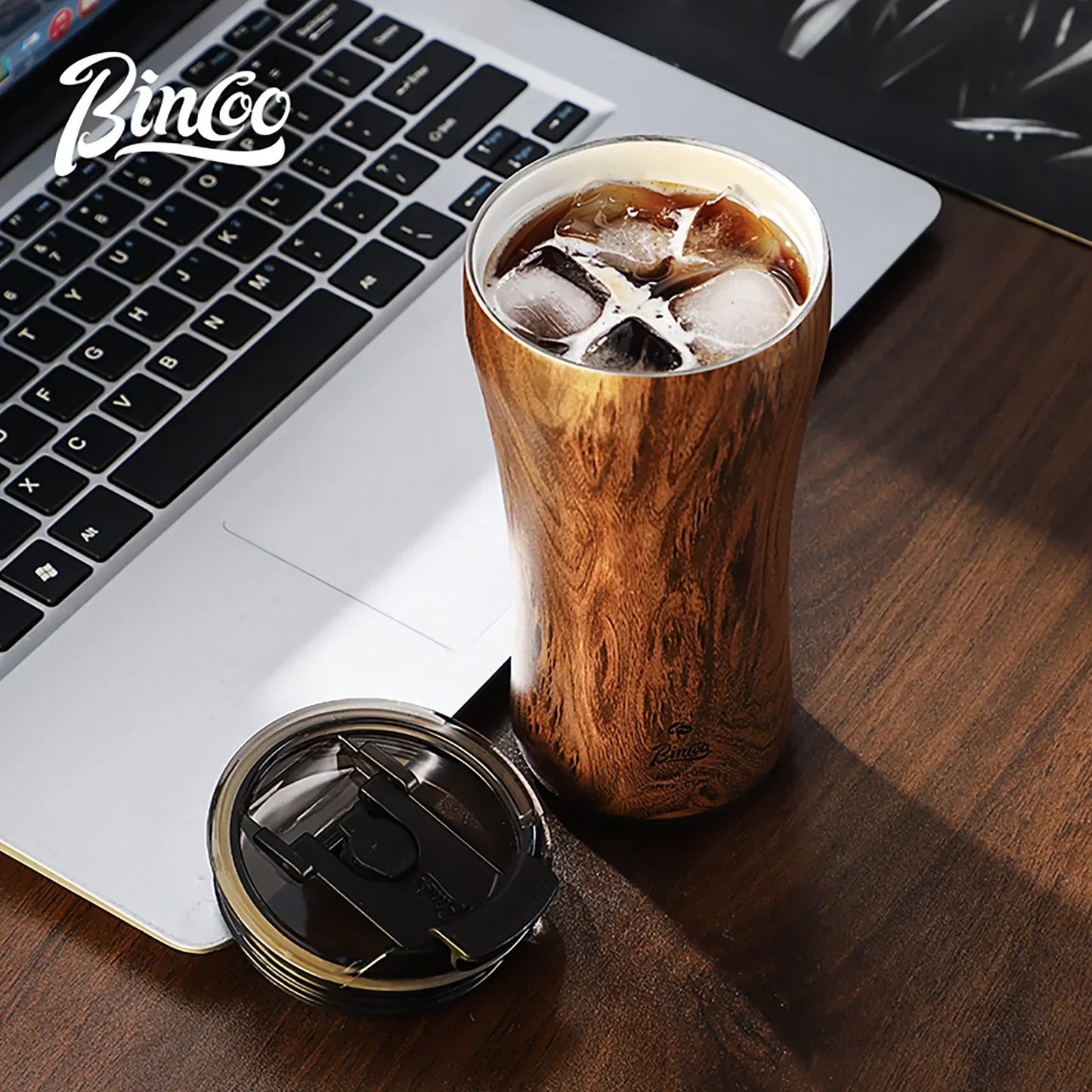 Wood Grain Coffee Tumbler – Just Coffee Ceramic Thermos Edition