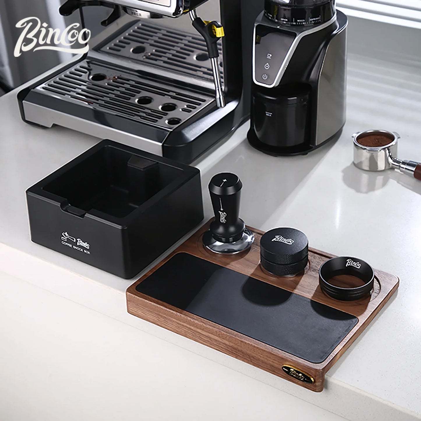Italian Coffee Tamping Set 51–58mm – Just Coffee Walnut Barista Station
