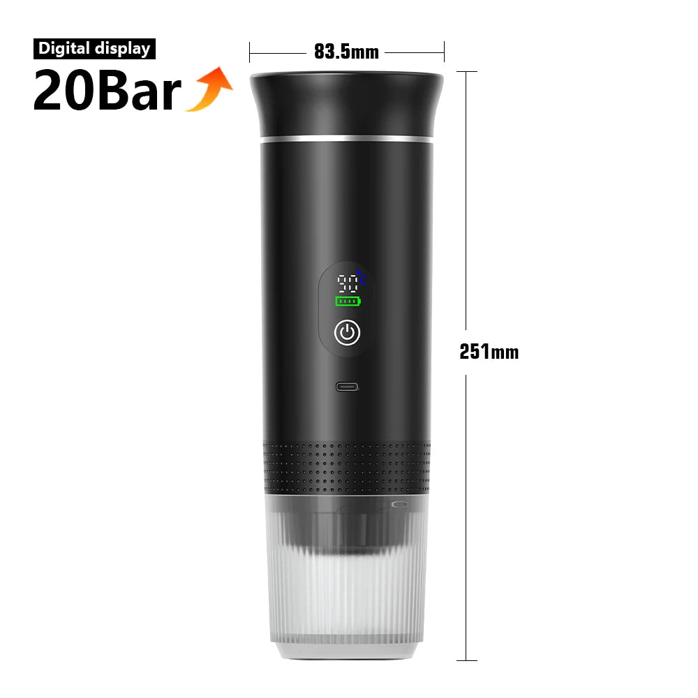 Wireless Electric Portable Espresso Coffee Machine for Car & Home Camping Coffee Maker 3-in-1