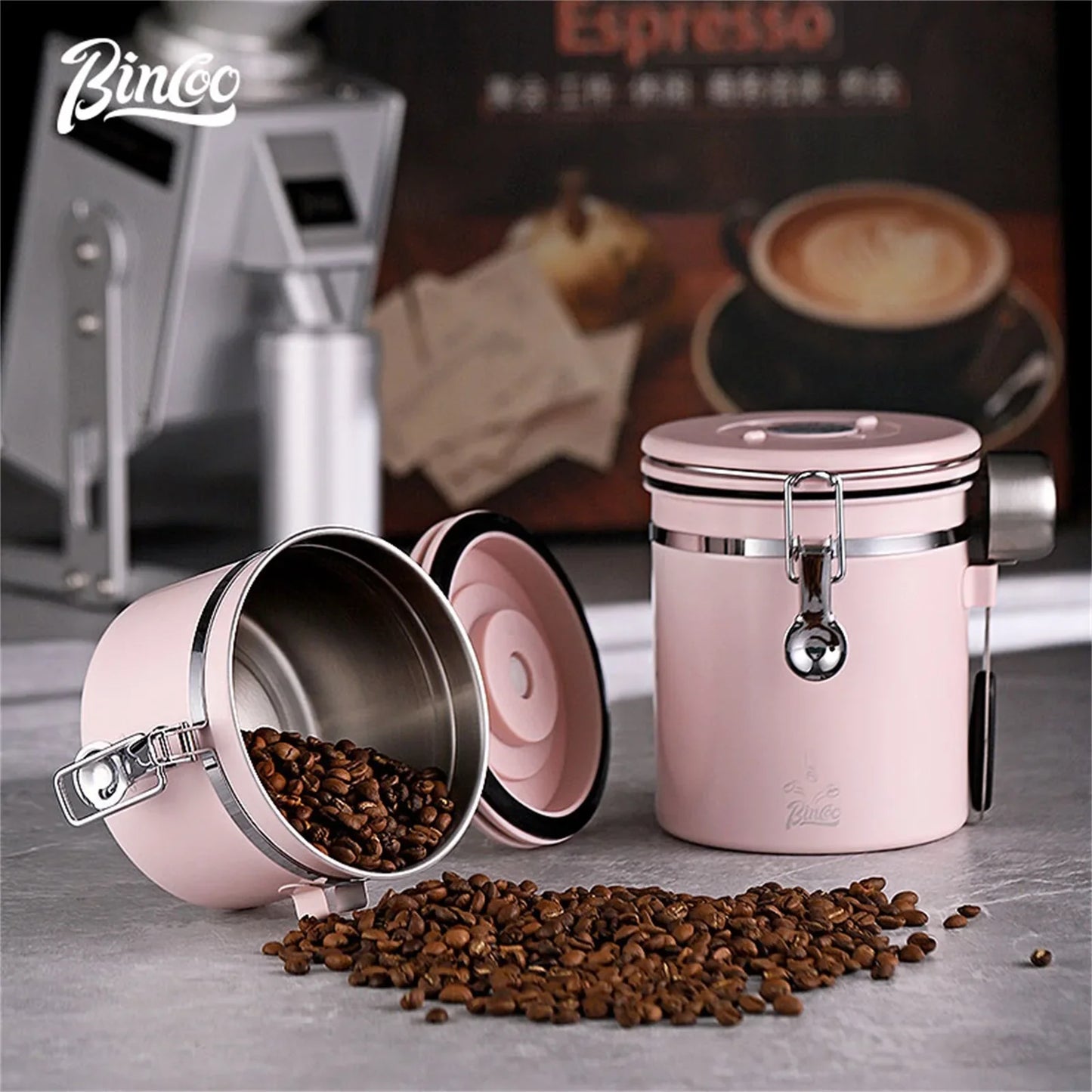 Stainless Steel Coffee Bean Canister – Just Coffee Airtight Storage with Valve