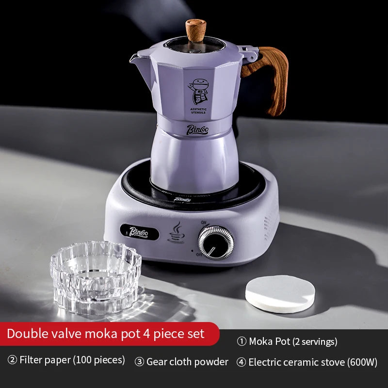 Double Valve Moka Pot 2-Cup – Just Coffee Pressurized Espresso Maker 220V