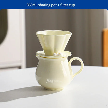Hand Brew Coffee Pot Set – Just Coffee Ceramic Sharing Pot & Filter Cup