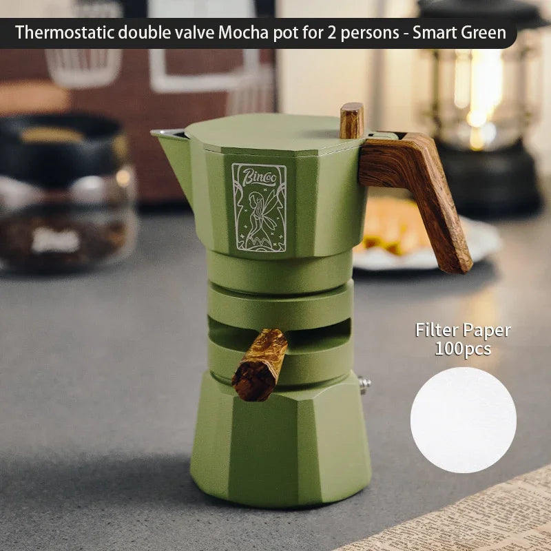 Thermostatic Double Valve Moka Pot – Just Coffee Multi-Serving Espresso Maker