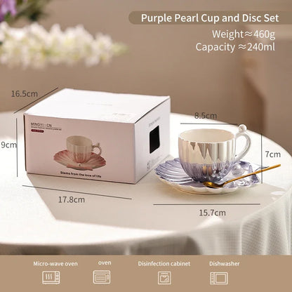 Gradient Ceramic Coffee Mug with Saucer – Just Coffee Art Edition