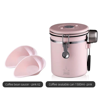 Stainless Steel Coffee Bean Canister – Just Coffee Airtight Storage with Valve