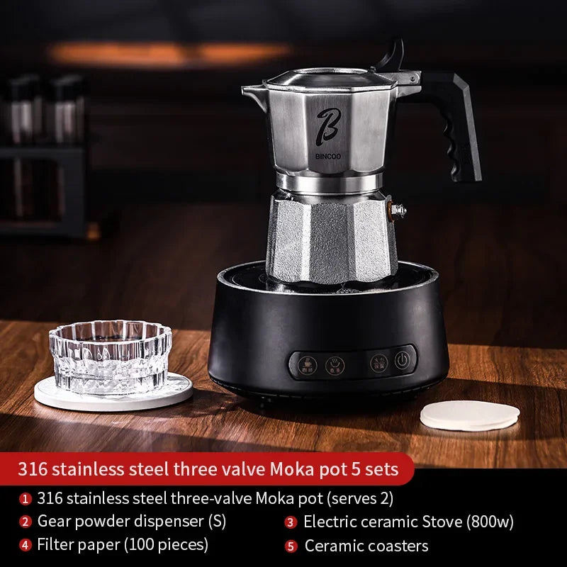 Three-Valve Stainless Steel Moka Pot – Just Coffee Barista Set
