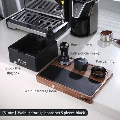 Italian Coffee Tamping Set 51–58mm – Just Coffee Walnut Barista Station