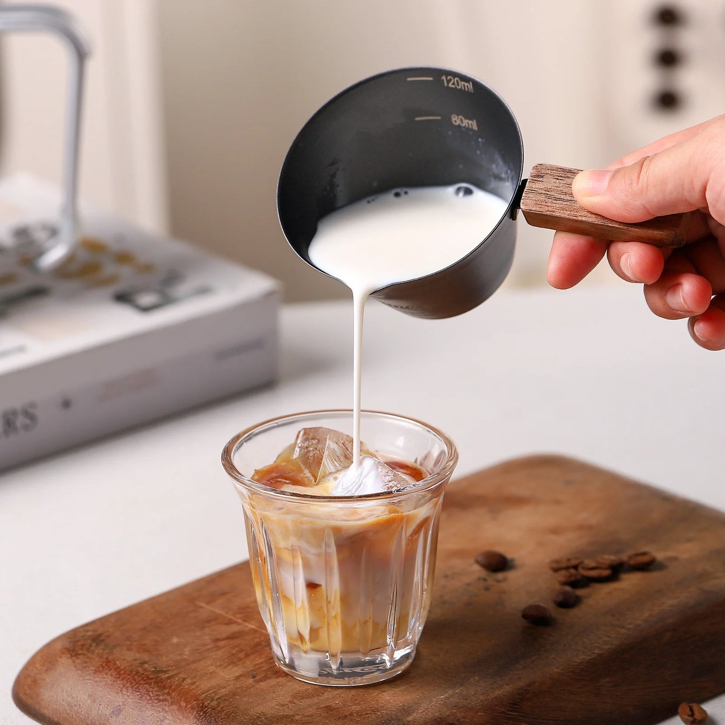 Stainless Steel Espresso Dosing Cup – Just Coffee Wooden Handle Edition