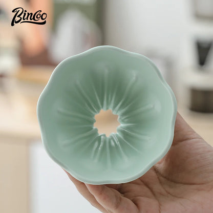 Ceramic Coffee Filter Cup V01 – Just Coffee Reusable Dripper with Wood Stand