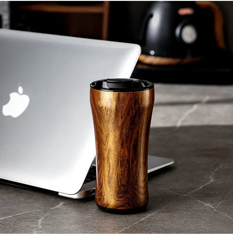 Wood Grain Coffee Tumbler – Just Coffee Ceramic Thermos Edition