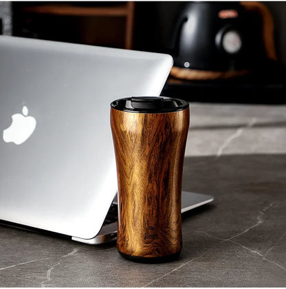 Wood Grain Coffee Tumbler – Just Coffee Ceramic Thermos Edition