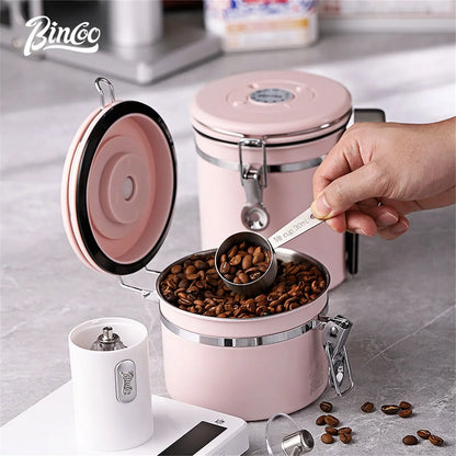 Stainless Steel Coffee Bean Canister – Just Coffee Airtight Storage with Valve