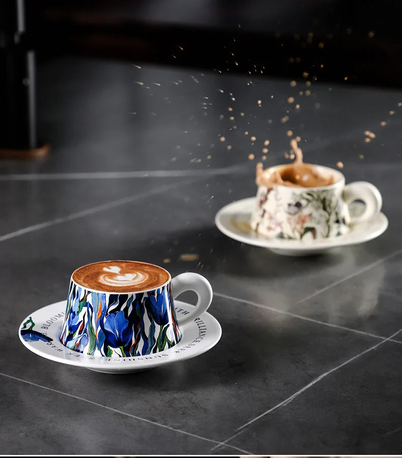 Ceramic Coffee Cup with Saucer 260ml – Just Coffee Latte Art Edition