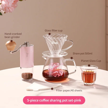 Glass Coffee Sharing Pot Set – Just Coffee Pour Over Dripper & Filter Cup