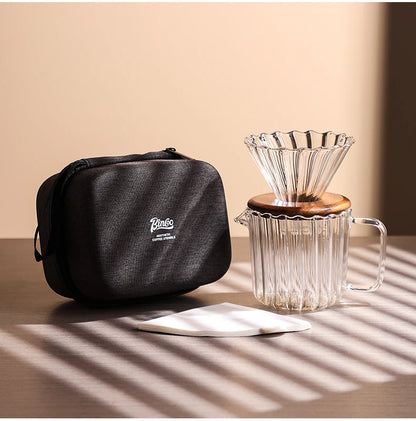 Clear Vertical Sharing Pot Set – Just Coffee Hand Brewed Kit (1–2 Cups)