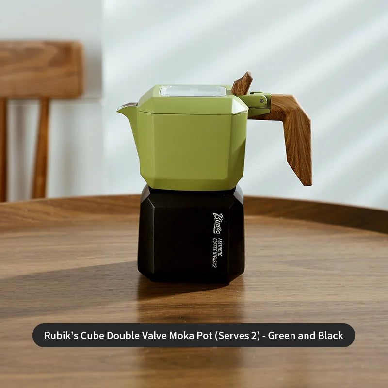 Rubik’s Cube Moka Pot – Just Coffee Red/Green Double Valve Espresso Maker