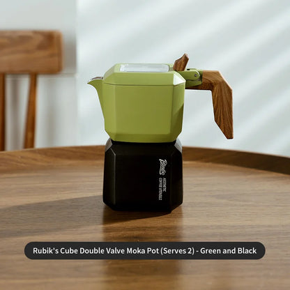 Rubik’s Cube Moka Pot – Just Coffee Red/Green Double Valve Espresso Maker