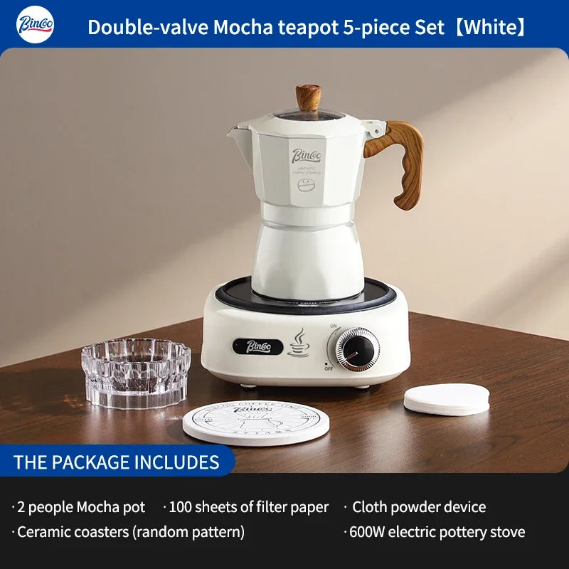 Dual Valve Moka Pot – Just Coffee Italian Espresso Maker 220V Set