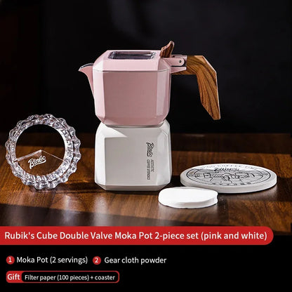 Square Moka Pot Set – Just Coffee Dual Valve Espresso Maker with Grinder & Accessories