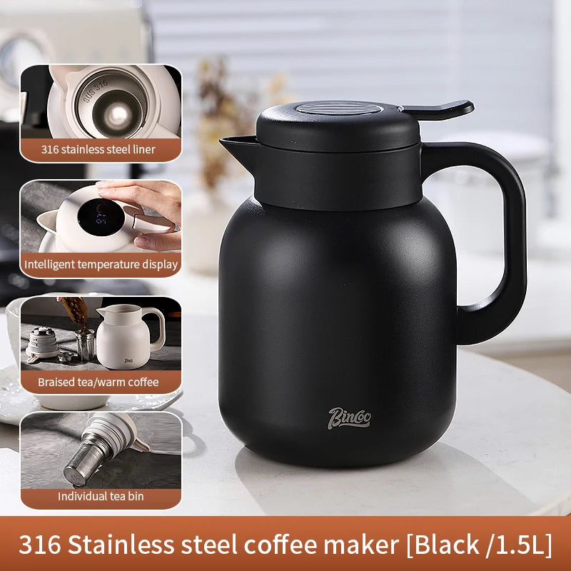 Stainless Steel Thermos Coffee Pot – Just Coffee Intelligent Display Edition